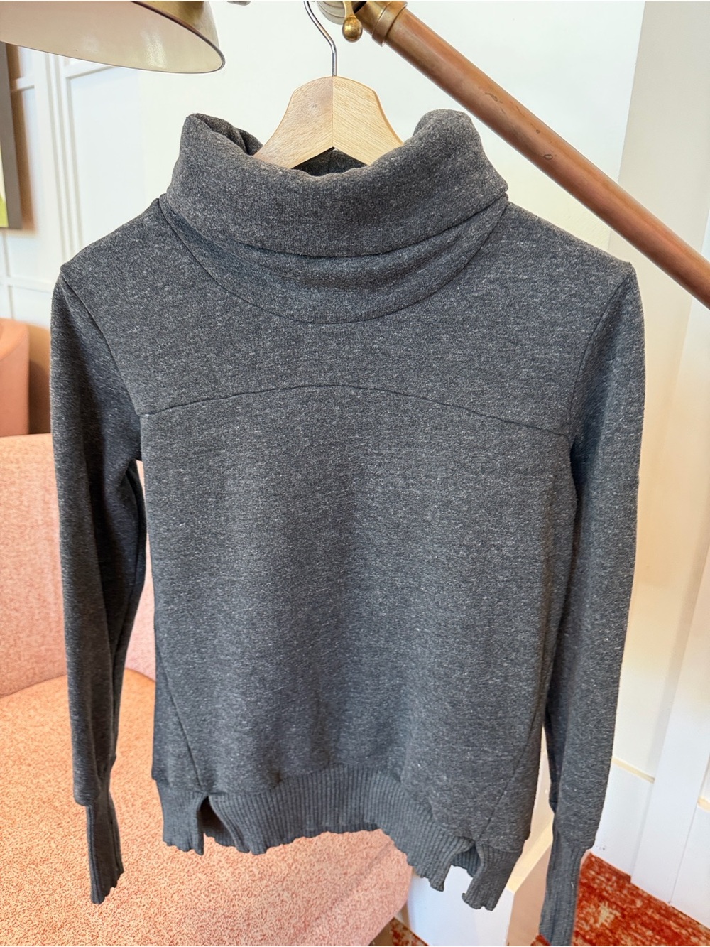 Alo Cozy Charcoal Funnel Neck Women's Sweater- Size XS- PreOwned